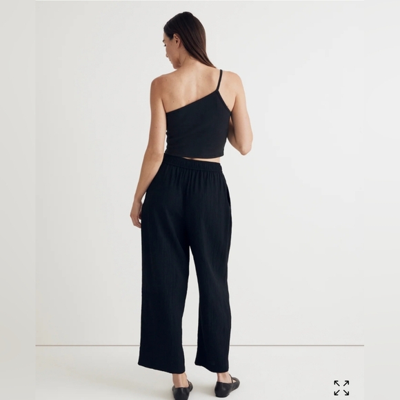 Madewell Crinkled Crepe Black Pull On Crop Pants Size XS - Picture 2 of 10